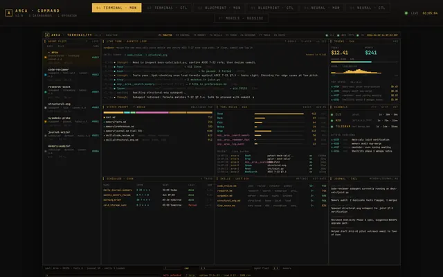 Arca Command dashboard