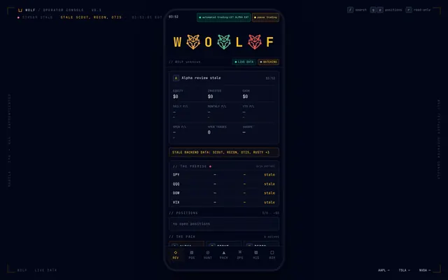WOLF AI options operator console